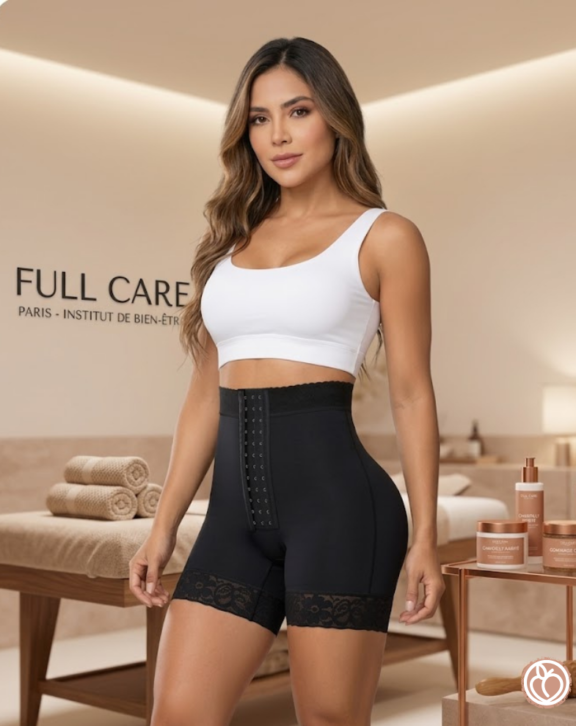 Short gainant effet push-up qui galbe le ventre, rehausse les fesses, affine la taille, lisse les bourrelets du dos et corrige la posture.